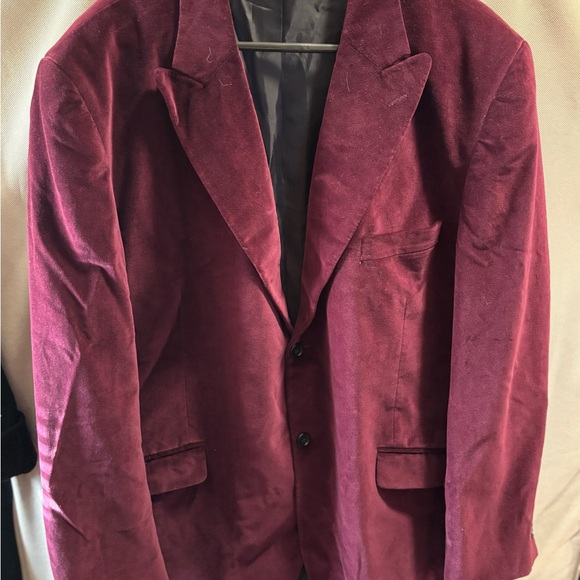 Etienne Aigner Velvet Blazer Jacket Two Button BurgundyMens 46R Peak Lapel GUC